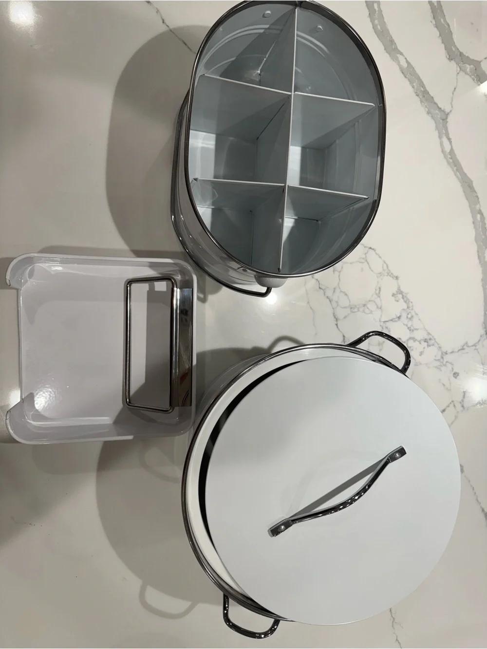 Pottery Barn 3 piece White Partyware Set EUC